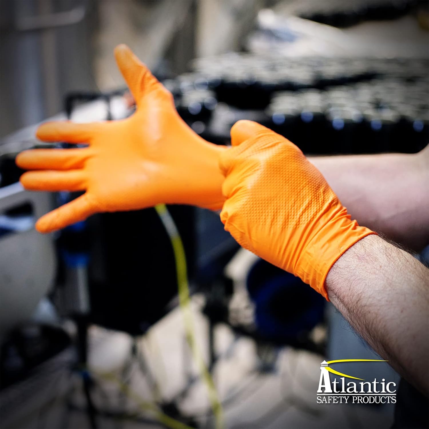 Outrageous Orange nitrile gloves — stocked by Superior Auto Equipment