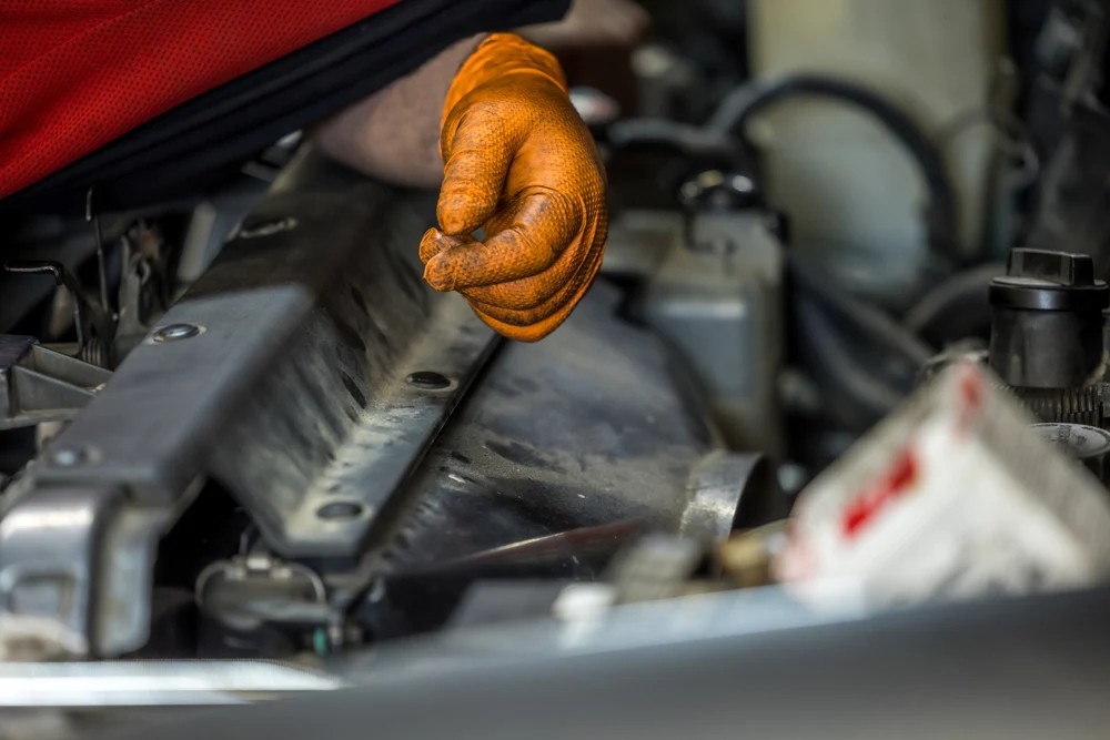 Outrageous Orange nitrile gloves detail view